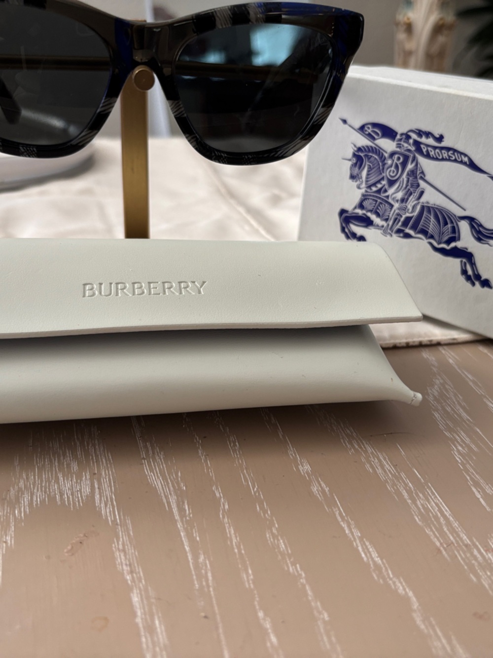 Burberry Black Frame Sunglasses with Gold Temples